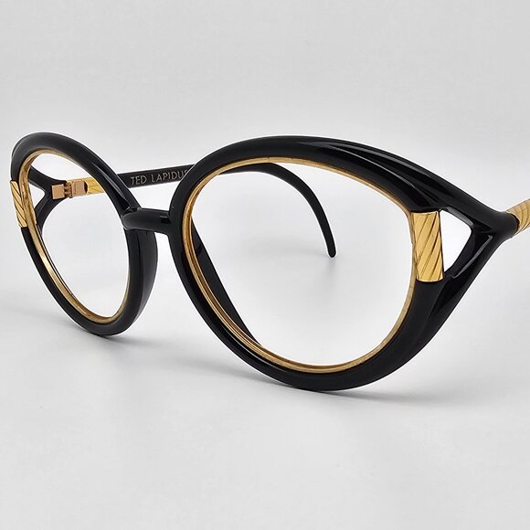 Ted Lapidus Paris Gloss Black Gold Iconic Sunglasses Frame France 55-15-120 1970 - Picture 1 of 12
